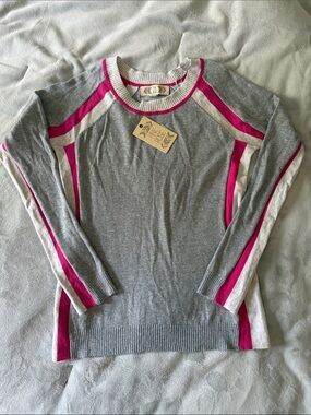Pink Rose Grey Colorblock Preppy Pullover Sweater - XS - NWT